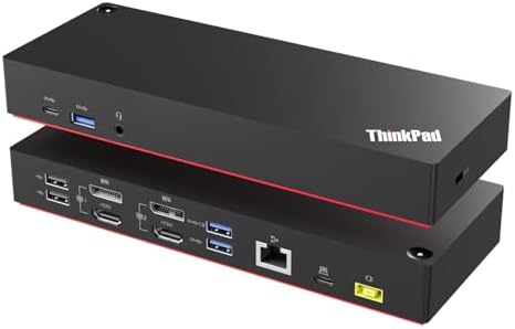 ThinkPad 40AF0135 Hybrid Universal USB-C with USB-A Adapter Docking Station for Lenovo Laptops, Dual Monitor, Comes with ITSPWR 4K HDMI Cable + DP Cable + Cleaning Cloth