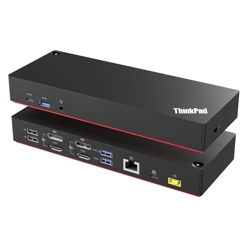 ThinkPad 40AF0135 Universal Hybrid USB-C with USB-A Adapter Docking Station for Lenovo Laptops, Dual Monitor, Comes with ITSPWR HDMI 4K Cable + DP Cable+ Cleaning Cloth by ITSPWR - Used condition - US$124.23