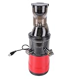 OVAQUIXI Cold Press Juicer, 350W Plastic Slow Masticating Machine with 5.4 Inch Feed Chute for Whole Fruits and Vegetables Red (US Plug)