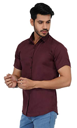 Image of U-TURN Men's Cotton Solid Half Sleeve Shirt