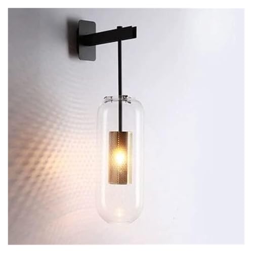 Lanterne murale minimaliste GWJKG en verre soufflé et métal brossé