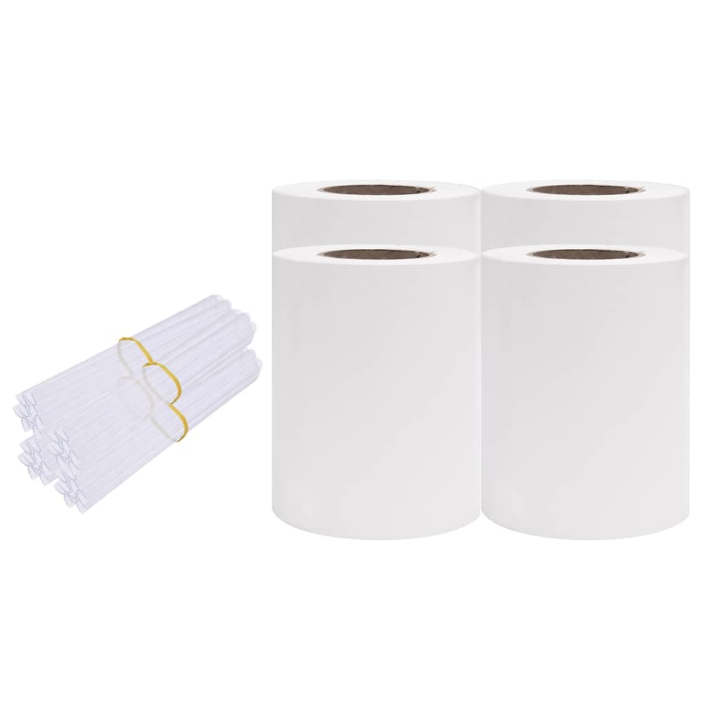 Écran d'Intimité de Jardin 4 Pcs, Brise-Vue en Rouleau PVC 35x0,19 m pour Clôture Grillagée, Canisse Occultant pour Balcon et Terrasse, 80 Clips de Fixation Inclus, Blanc