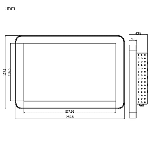 Image of GreenTouch 10.1 Inch Desktop Wall Mountable Multi PCAP Touch Screen Monitor - HDMI /VGA /DVI Input,1280 * 800 Resolution Display