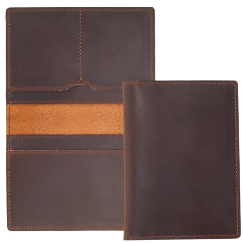 Gorgecraft AJEW-WH20007-04B-US16 5.6X4/142 * 105Mm Genuine Leather Passport Holder Crazy Horse Leather Wallet Handmade Passport Cover Rectangle Travel Luggage Case Document Organizer cover