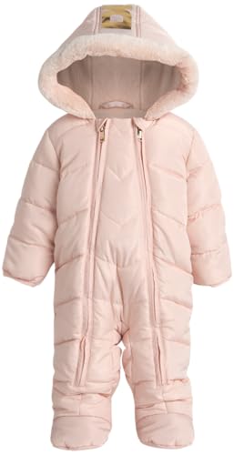 DKNY Baby Girls' Snowsuit - Fleece Lined Hooded Winter Pram - Outerwear Snow Coat for Toddlers & Babies (Infant Sizes: 0-24M)