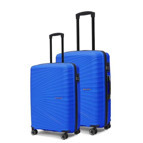 Image of Move-Meant Travel Crew Small & Medium 55 & 66Cm Suitcase 8 Wheels Number Lock Poly Carbonate Blue Trolley Bag for Men & Women