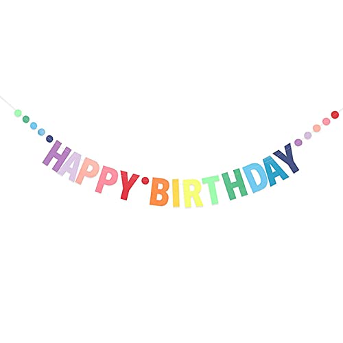 Happy Birthday Banner Pre-Strung with Colorful Dot Decoration Garland First Baby Shower Rainbow Red Party Supplies Cute Paper Flag Gold Letters Eco Reusable 24PCS for Adult,Kids,Girl,Women