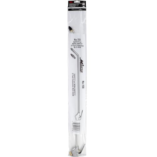 High-pressure Industrial Air Blow Gun with 2' Extension Air Flow Nozzle, 1/4" NPT, Pneumatic Blow Gun Lever-Style Grip, 158 (Pack of 1)
