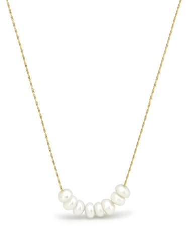 Altitude Boutique Freshwater Pearl Necklace for Women | Cultured White Pearl Chain Necklace | 18K Gold or Silver Plated Stainless Steel Chain, Durable, Hypoallergenic, Classic Design