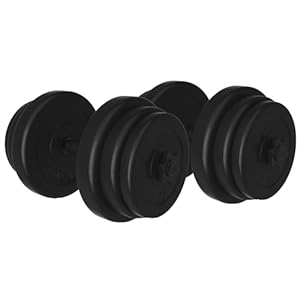 Physionics® Korte halterset, 20 kg, 30 kg, 40 kg, gekartelde handgreep, Ø 25 mm, van kunststof en staal, stersluitingen, halterstangen, korte halters, halterset, korte halterset, gewichten