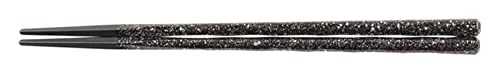 福井クラフト PBT 六角立荒彫 箸 22.5cm 黒/銀平目 30011030
