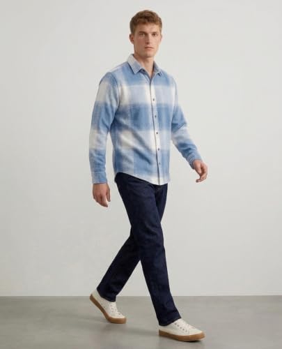 Image of DEELMO Men's Cotton Blend Printed Checkered Casual Shirt | Full Sleeve Button Down Regular Fit Collared Shirt | Soft & Breathable Everyday Wear for Office (Available in Plus Size)
