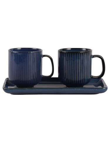 Image of miah decor Ceramic Coffee Mugs Set with Serving Platter, Handmade Stoneware