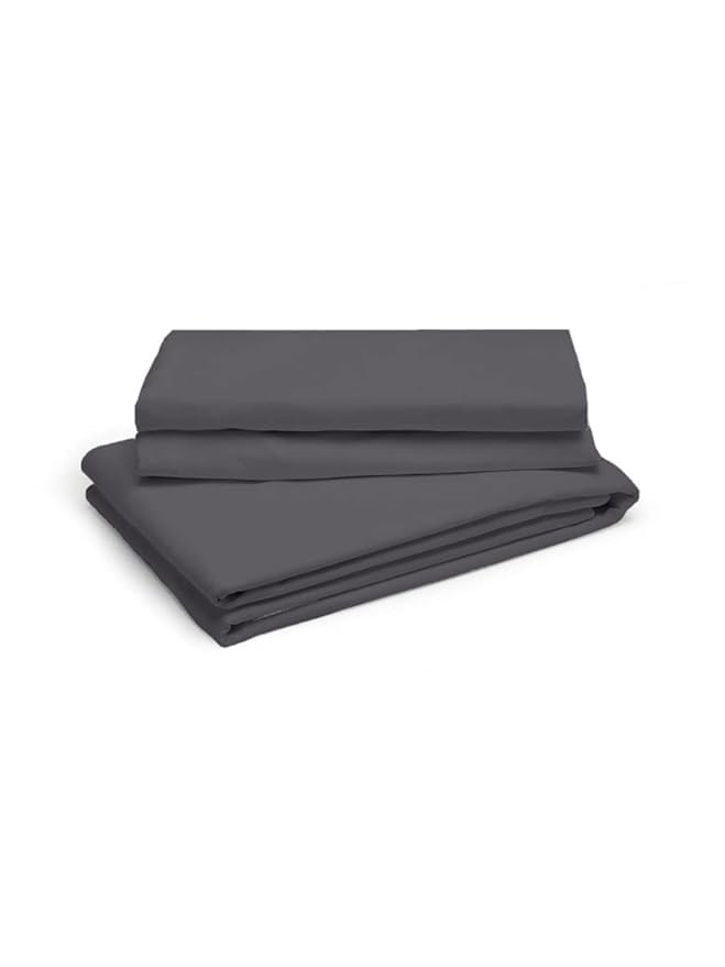 Image of DECOR2ADMIRE Cotton Bedsheet 300 Thread Count - Soft Solid Bed Sheet Set for Home, Bedroom & Hotel Use | with 2 Pillow Covers (Dark Grey, Super King 108 inch x 108 inch)