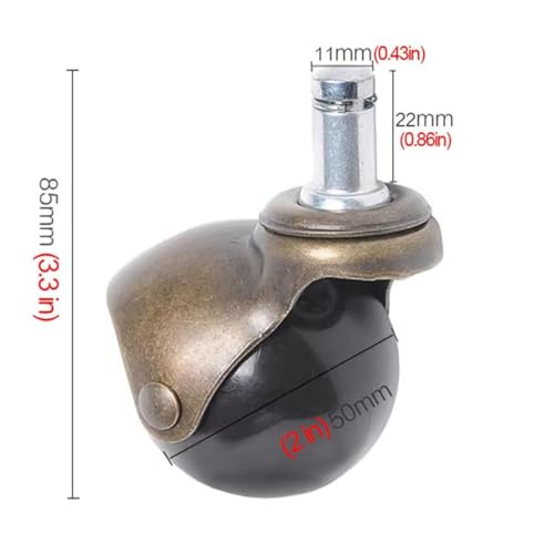 2 Inch Antique Casters, Vintage Swivel Wheels, Heavy Duty Braked Casters, 4 Pack, for Furniture (Sofa, Coffee Table, Cab