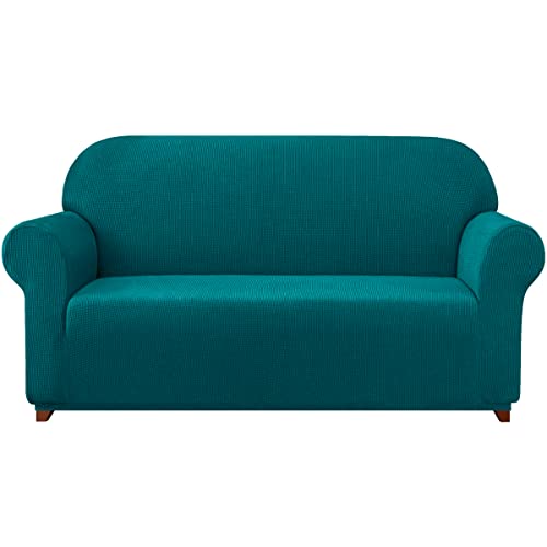Stretch Couch Cover Set 1 Piece Sofa Slipcover with A Gift Cushion Cover for 2 Cushion Couch Loveseat(Teal,Loveseat)