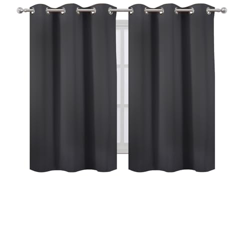 Image of LEMOMO Dark Grey Blackout Curtains 42 x 54 Inch Length Set of 2 Panels Grommet Bedroom Curtains for Living Room
