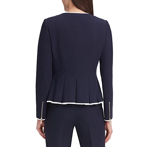 Tommy Hilfiger Women's Peplum Collarless Zip Front Blazer Jacket4