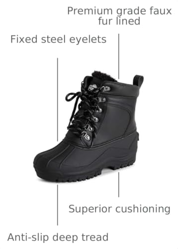 Image of POLAR Mens Muck Lace Up Short Nylon Winter Snow Rain Lace Up Casual Duck Boots