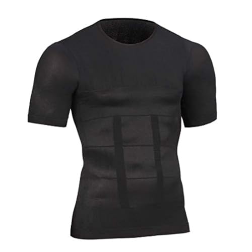 Herren Body Shapewear Belly Compression T-Shirt Abnehmen Top Wear Muscle Tank Taillen Trainer Unterhemden Bauch Kontrolle Black XL