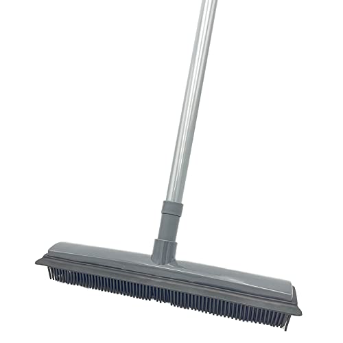 Peggy Perfect Gummibesen Rubber Broom Set. Teleskopbesen mit Abzieher & Kehrgarnitur. Haarentfernung, Tier-, Hunde-, Katzenhaare. Bodenbürste zur Reinigung von Teppichen und sämtlichen Bodenbeläge.