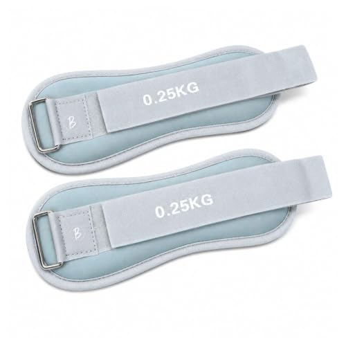 Image of Btag Soft Neoprene Ankle & Wrist Weights (0.25 kg x 2 Pcs) | Adjustable Strap | Unisex Leg & Arm Weight Cuffs for Gym, Workout & Training (Grey)