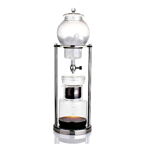 ASSICON Café expreso de Aluminio Cafetera de Goteo de Hielo con Flujo de Agua Ajustable, cafetera de Goteo de café de 20.2 oz para el hogar y la Oficina Cafetera de Estufa