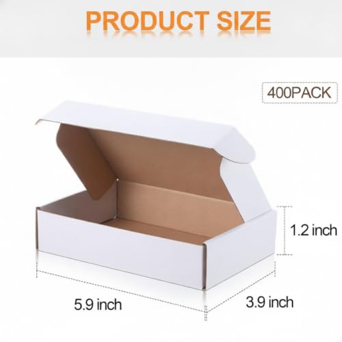Image of Qilery 400 Pcs 5.9 x 3.9 x 1.2 Inches Shipping Boxes Corrugated Cardboard White Mailer Boxes Packaging for Small Business Mailing Wrapping Present Gift