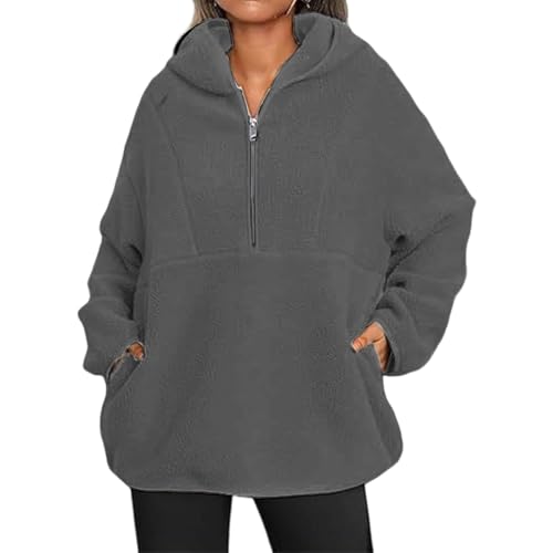 Polaire à capuche demi-zippée pour femme contre le froid de mi-saison