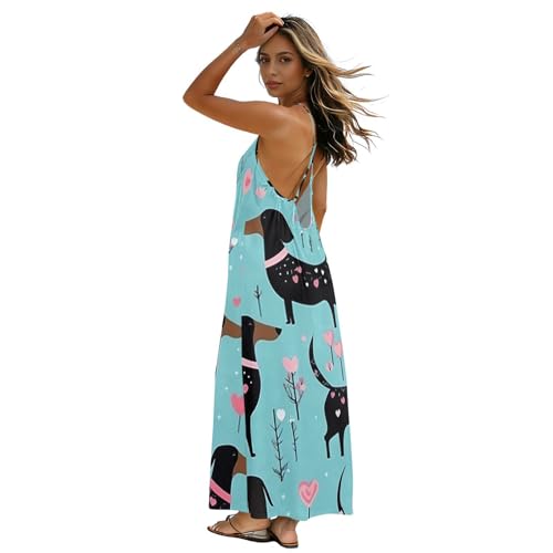 Vestido largo de perro salchicha azul fresco para días calurosos