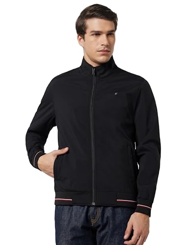 Image of Qube By Fort Collins Men's Lightweight Jacket - Stylish Full Zip Casual Jacket for Men | High Neck Bomber Jacket with Stand Collar, Rib Cuffs & Side Pockets for Spring, Autumn & Daily Wear