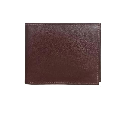 Image of Premium Brown Artificial Leather Men's Wallet & Keyring Gift Box Set.Classic Brown Artificial Leather Bi-Fold Wallet & Keychain Gift Set Coin Pouch with Hidden Pockets, Credit Card Slots