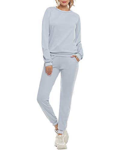 Aibrou Tuta Sportiva Donna Abbigliamento Sportivo Donna 2 Pezzi, Tuta da Ginnastica Donna, Felpa per Jogging Training Sportiva Casual Pigiama