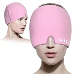 WILD+ Migraine Relief Cap, Cold & Hot Therapy Gel Headache Relief Cap, Reusable Cold Compress Head Wrap Headache Hat for Migraine, Migraine Ice Cap Used for Sinusitis/Tension/Puffy Eyes(Pink)