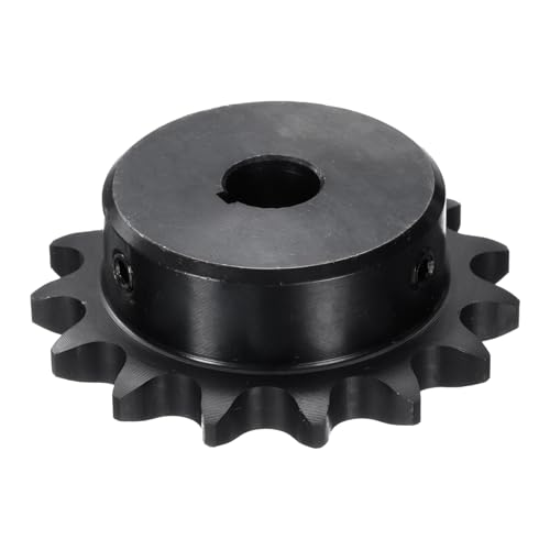 Image of uxcell #40 Chain Roller Sprocket B Type, 1 /2 inch Bore 15 Tooth Single Strand Chain Sprocket, Carbon Steel, Keyway with Set Screws