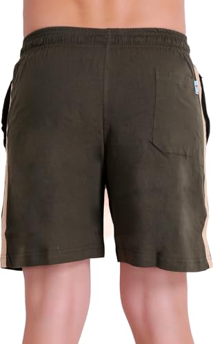 Image of T.T. Cotton Blend Shorts for Men | Regular Fit | Elasticated & Zipper | 2 Sided Pockets & 1 Back Pocket | Solid | Above Knee Length Bermuda Short | Ideal for Casual Outings