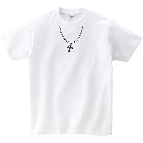 [幸服屋さん] だまし絵 ペンダント風 十字架 Tシャツ(半袖) OS51 L ホワイト