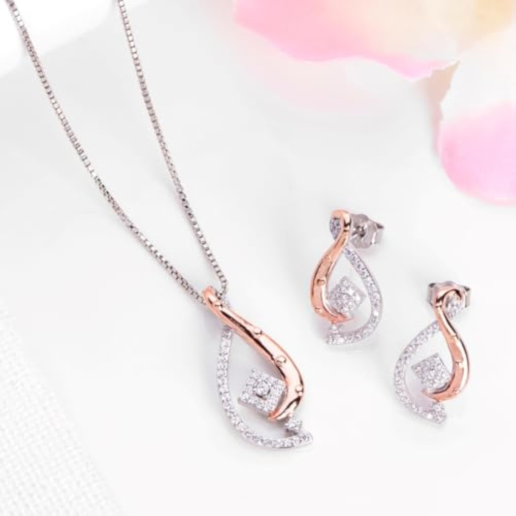 Women's 925 Sterling Silver Unique Multitone Jewellery Set, Gift for Girls
