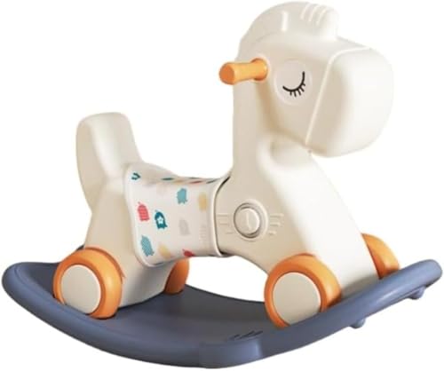 BQQB 木馬 乗り物 1-5歳子ども 乗り物おもちゃ 一台三役 足蹴り車兼用 木馬 乗り物 押し手付き 3in1 方向転換可能 子ども用 乗用玩具 おもちゃ リビング 子 供部屋 (揺れ馬+座布団+滑り止めカバー,グレーベージュ)