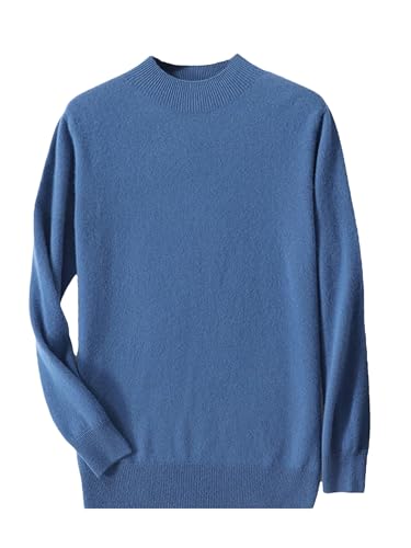 Men’S Seamless Mock Neck Pullover Sweater Long Sleeve Thick Cashmere Wool Blend Anti-Pilling Basic Jumper Top