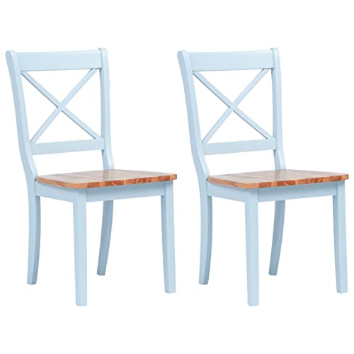 Sufrk Sillas Comedor 2 uds Madera Maciza Caucho Gris y Madera Claro Sillas Jardin Exterior