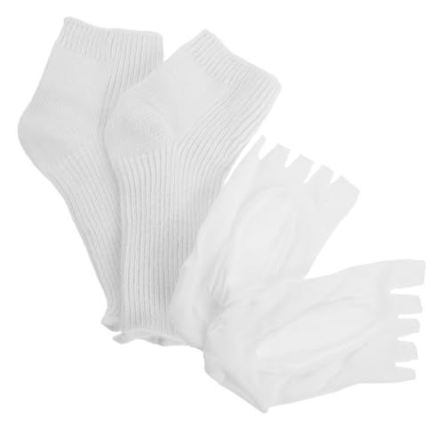 PACKOVE 2 Piezas Calcetines para Uñas UV Blancos de Tela Cómodos Protección Anti-bronceado para Pedicura en Gel en Casa, Diseño Elegante y Ajuste Plano para Pies