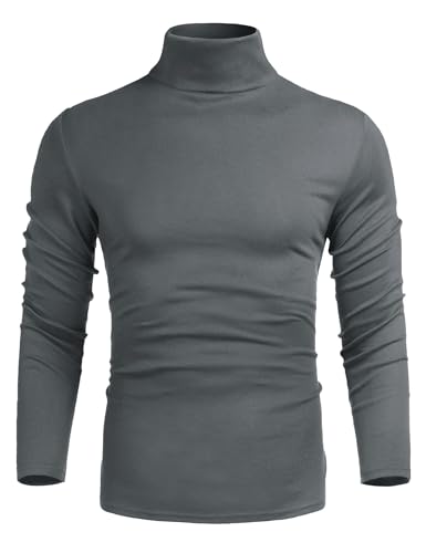 Poriff Men's Casual Turtleneck Pullover Tops Slim Fit Long Sleeve Basic Lightweight Sweaters3
