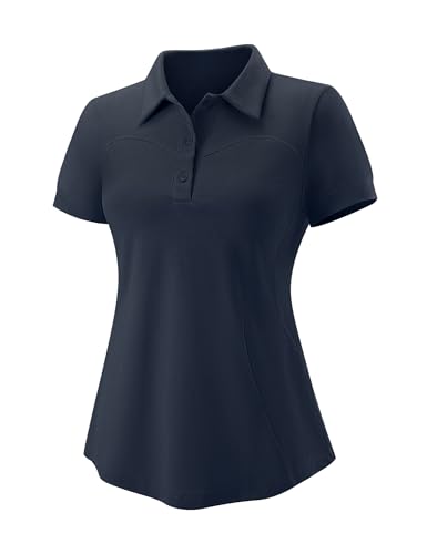 Image of TFSDOD Womens Golf Polo Shirts Collared Short Sleeve T Shirt Lightweight Moisture Wicking Polo Casual 3 Buttons Outfits