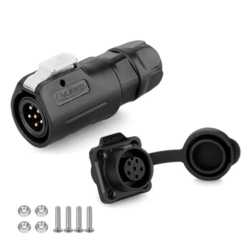 CNLINKO Gold-Plated 6 Pin Quick Electrical Plastic Circular IP68 Connector Male Female Plug Connector, M12 Electrical Male Female Plug Socket (6 Pin)