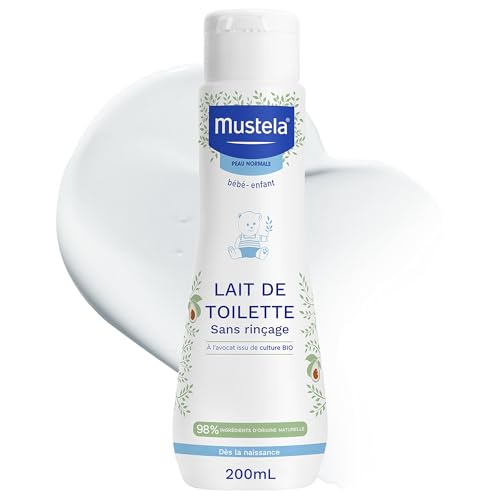 Mustela - Lait de Toilette Bébé Sans Rinçage - Soin Nettoyant et Favorisant l'Hydratation - 98% d'ingrédients d'origine naturelle - Haute Tolérance -...