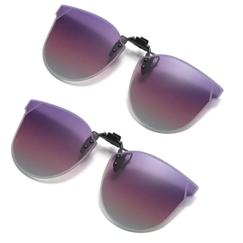YAMEIZE Polarized Clip-on Sunglasses - Rimless Flip Up Glasses UV Protection Cat Eye Sunglasses for Women Men Driving Outdoor