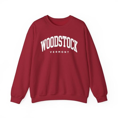 CUSTOMI Woodstock Vermont Adult Unisex Crewneck Sweatshirt, Antique Cherry Red, L
