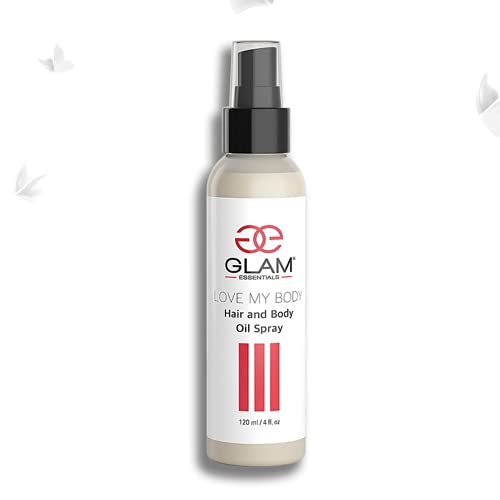 Glam Essentials Hair and Body Oil Spray For Dry Skin Treatment - Skin Care Serum with Moisturizer Oils - Blend of Jojoba Oil , Castor Oil and Argon Oil