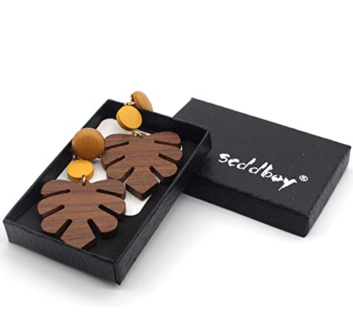 Scddboy Monstera Palm Leaf Earrings Wooden Dangle Ear Rings,Summer Tropical Earrings For Women #TOP4